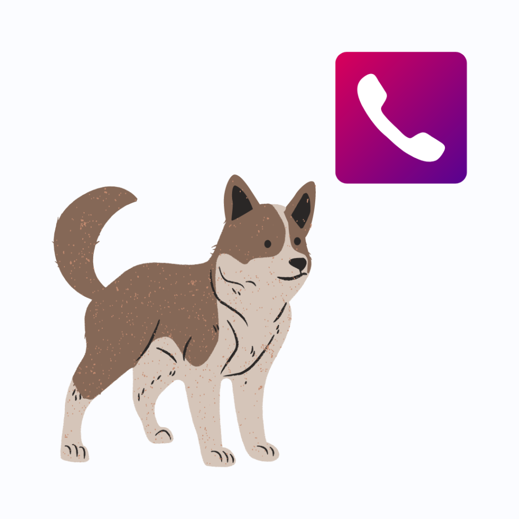 perro con un símbolo de llamada